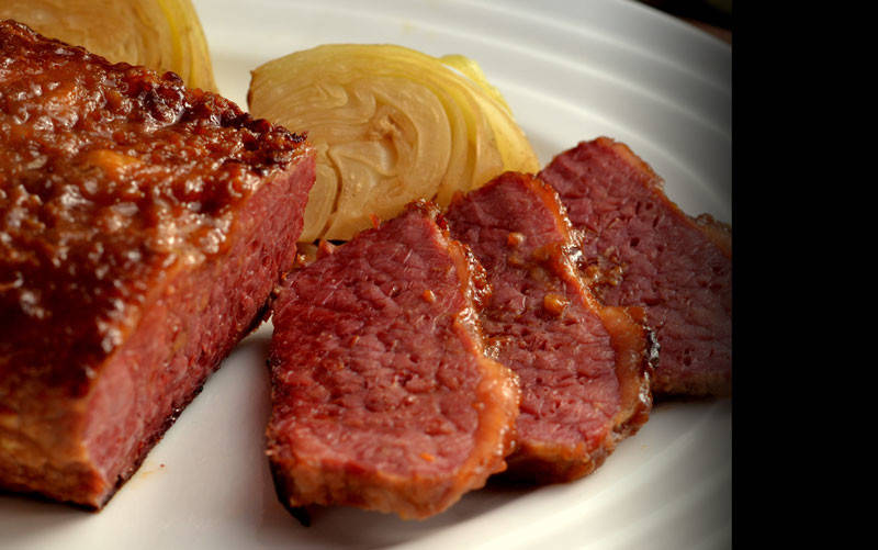 Glazed Corned Beef Braised in Guinness with Cabbage